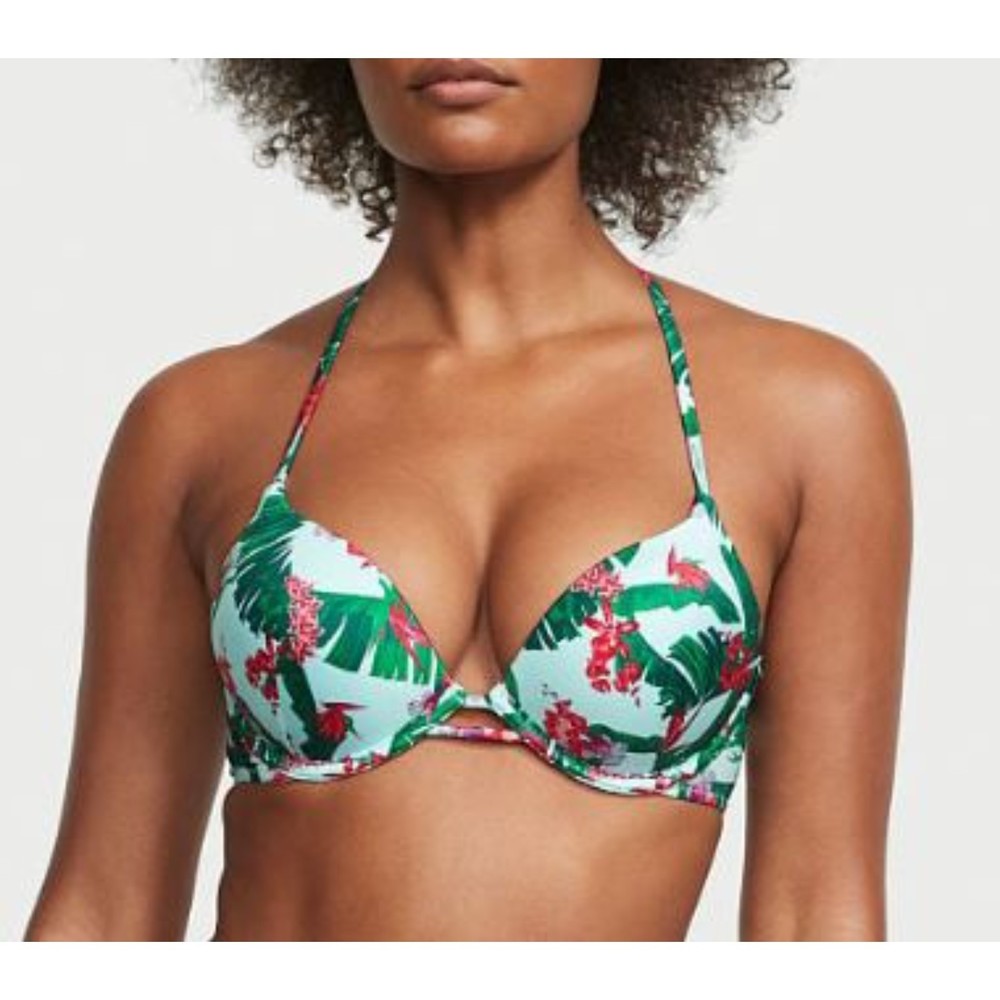 VICTORIA'S SECRET Bombshell Add-2-Cups Push-Up Floral Bikini Top Size 36C